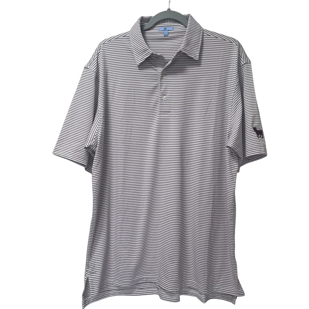 GenTeal Mens Striped Performance Golf Polo Shirt White Maroon Bulldog MSU Logo L